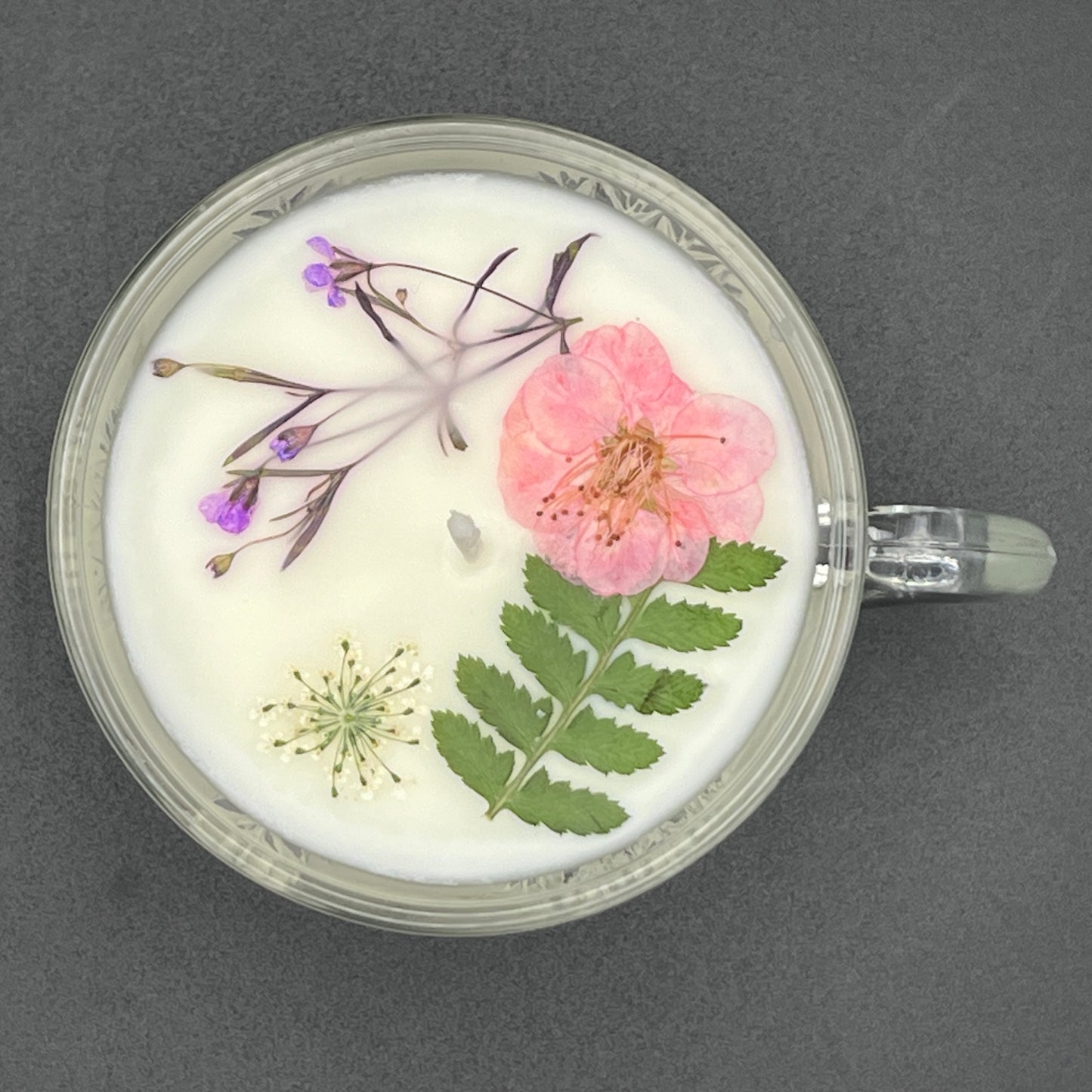 Soft Rose Frosted Glass Teacup Candle