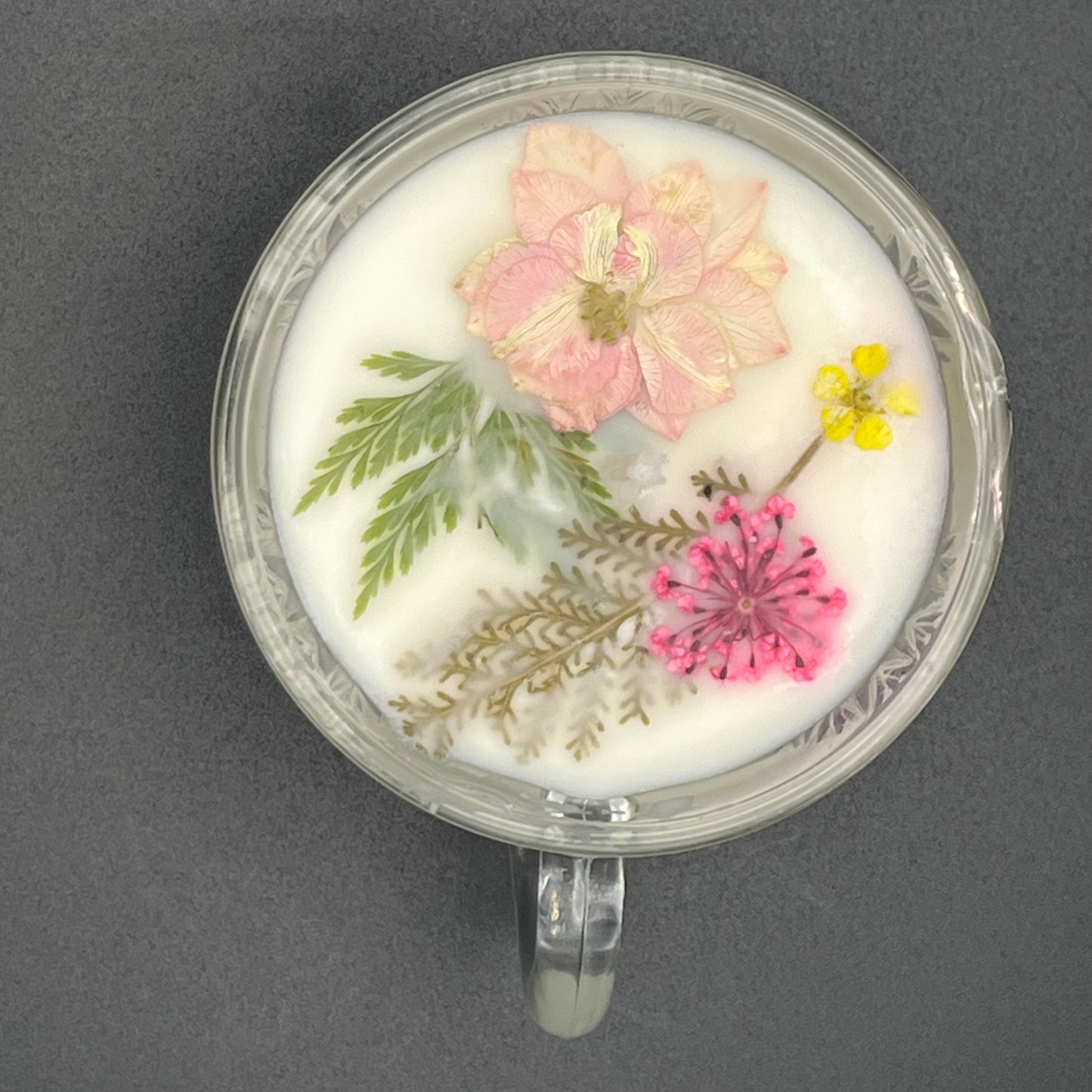 Peach Blossom Frosted Glass Teacup Candle