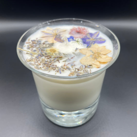 Lavender Botanical Soy Candle in Clear Glass Tumbler