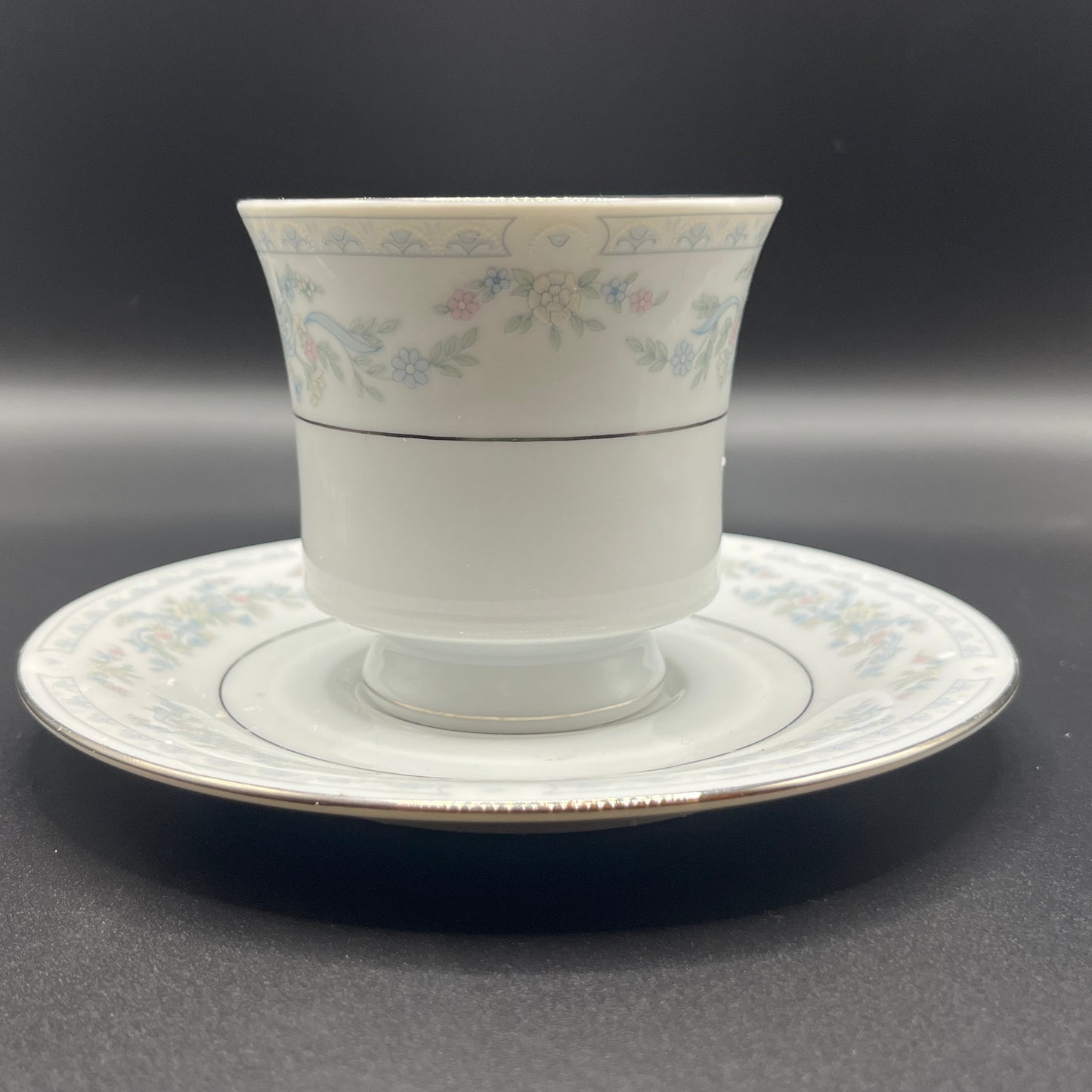 Pink & Violet Garden Floral Soy Candle in Porcelain Teacup with Matching Saucer