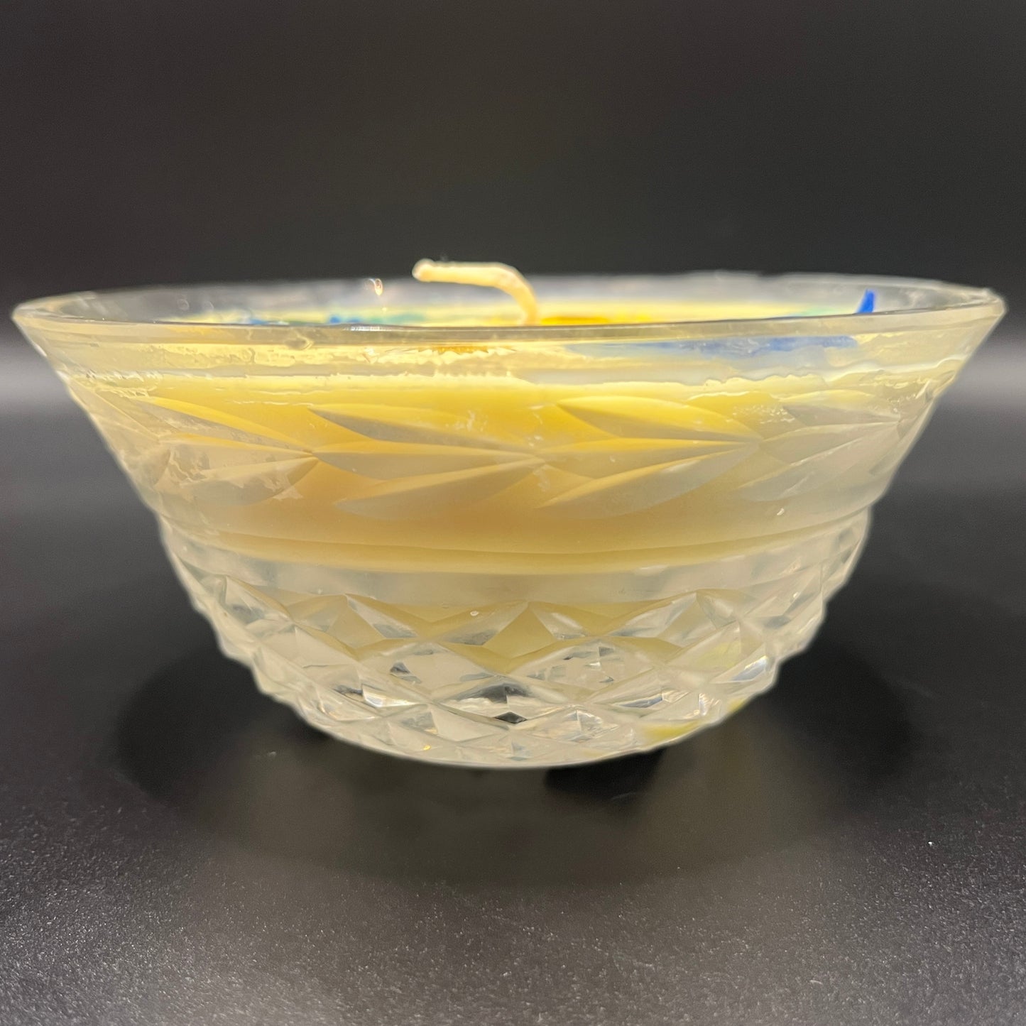 Cream Floral Soy Candle in Cut Crystal Glass Bowl