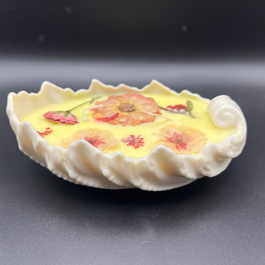 Pressed Botanical Lenox Shell Dish Candle – Lemon Blossom