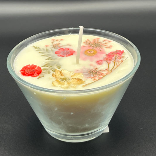 Clear Floral Glass Tumbler Candle