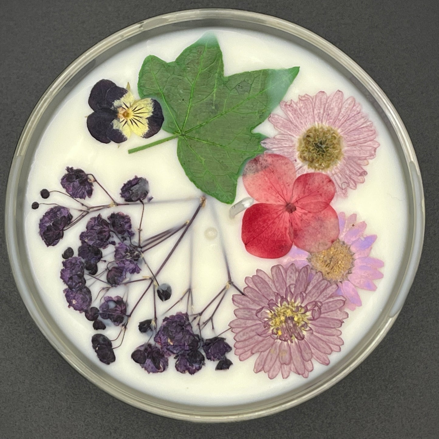 Clear Floral Glass Tumbler Candle – Purple & Pink Botanical