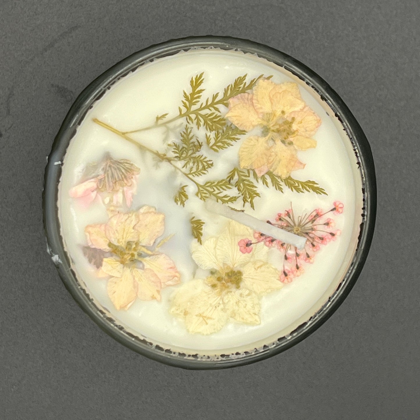 Vintage Floral Hobnail Green Glass Candle