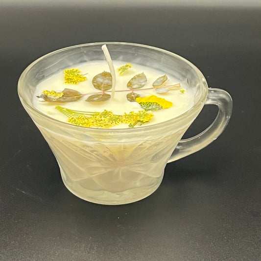 Cut Glass Teacup – Wildflower Garden Candle