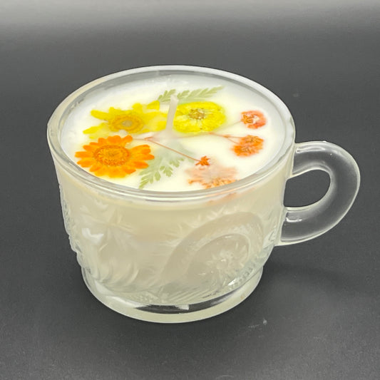 Citrus Bloom Clear Glass Teacup Candle