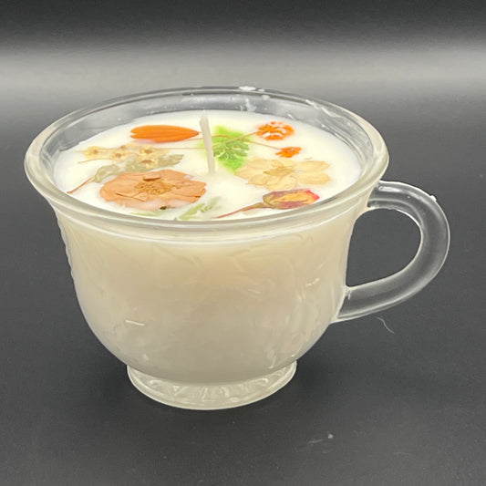 Apricot Petal Vintage Footed Teacup Candle