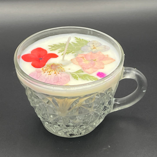 Cut Glass Rosebud Teacup Candle