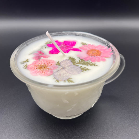 Rosy Bloom Vintage Footed Teacup Candle